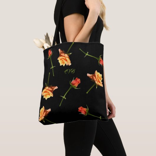 "Garden Party"-Rozen over het afdrukTas - zwart GR Tote Bag (Dichtbij)