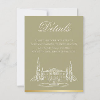 Garden Party Sage Wedding Invitation Details Card Kaart