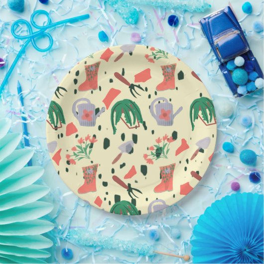 Garden Party Terrazzo Papieren Bordje (Feest)