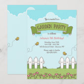 Garden Party verjaardagsuitnodiging Kaart (Voorkant / Achterkant)