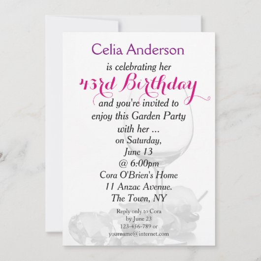 Garden Party verjaardagsuitnodiging Kaart (Achterkant)
