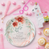 Garden Party Waterverf Koral Flowers Papieren Bordje (Feest)