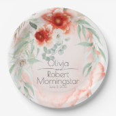Garden Party Waterverf Koral Flowers Papieren Bordje (Voorkant)
