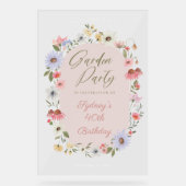 Garden Party Waterverf Wilde bloemen Birthday Acryl Bord (Voorkant)