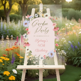 Garden Party Waterverf Wilde bloemen Birthday Acryl Bord