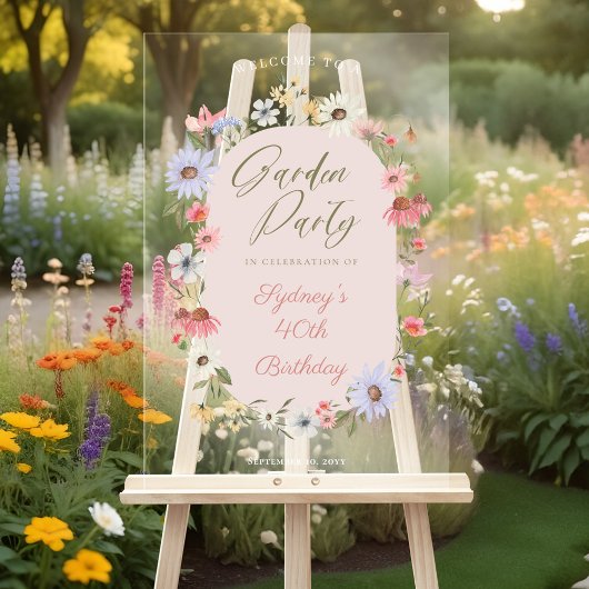 Garden Party Waterverf Wilde bloemen Birthday Acryl Bord