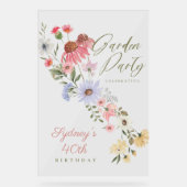 Garden Party Waterverf Wilde bloemen Birthday Acryl Bord (Voorkant)