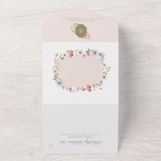 Garden Party Waterverf Wilde bloemen Birthday All In One Uitnodiging (Buitenkant)