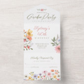 Garden Party Waterverf Wilde bloemen Birthday All In One Uitnodiging (Binnen)
