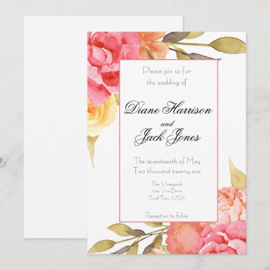 Garden Party Wedding Kaart (Voorkant / Achterkant)