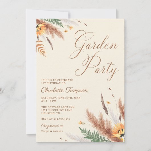 Garden Party Wildflower Bloemen 1e verjaardag Kaart (Voorkant)