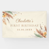 Garden Party Wildflower Bloemen 1e verjaardag Spandoek (Horizontaal)