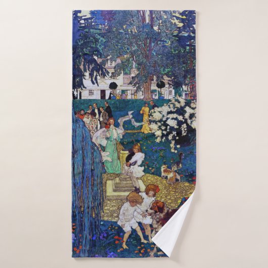 Garden Party with Dog & Cat, Jessie Willcox Smith Badhanddoek (Badhanddoek)