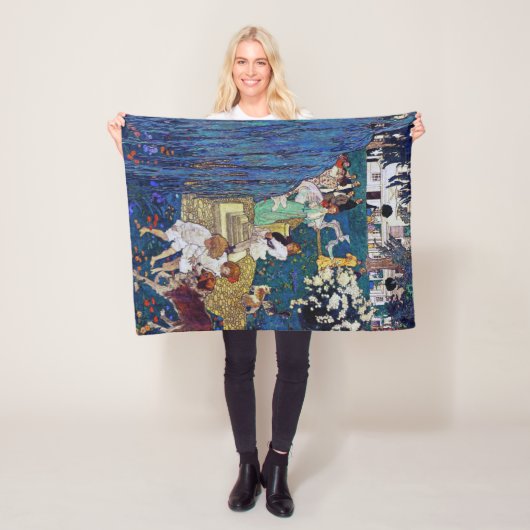 Garden Party with Dog & Cat, Jessie Willcox Smith Fleece Deken (In situ)