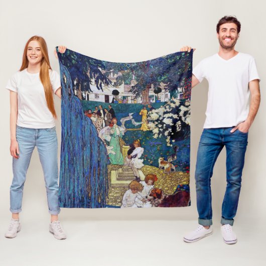 Garden Party with Dog & Cat, Jessie Willcox Smith Fleece Deken (In situ)