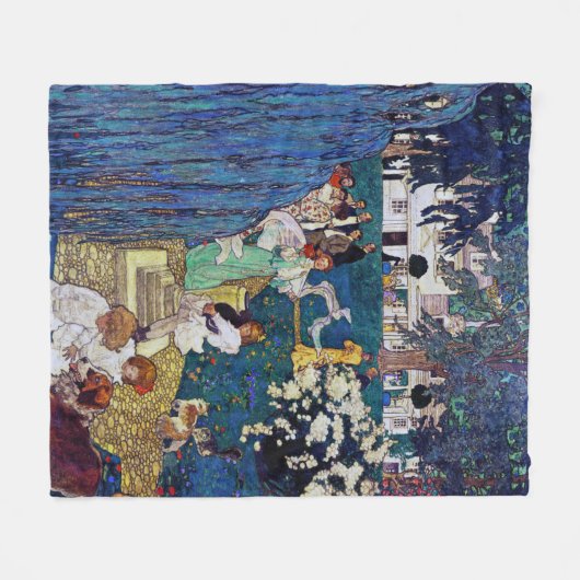 Garden Party with Dog & Cat, Jessie Willcox Smith Fleece Deken (Voorkant (Horizontaal))