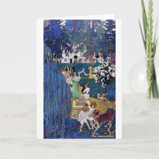 Garden Party with Dog & Cat, Jessie Willcox Smith Kaart (Voorkant)