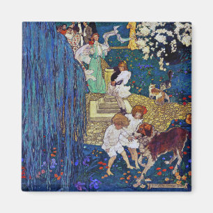 Garden Party with Dog & Cat, Jessie Willcox Smith Magneet