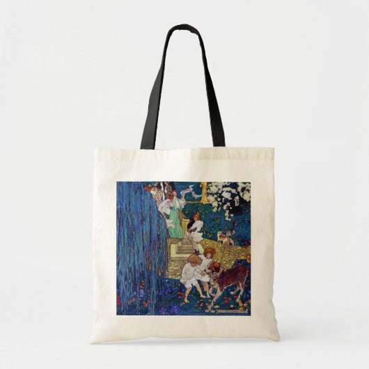 Garden Party with Dog & Cat, Jessie Willcox Smith Tote Bag (Voorkant)