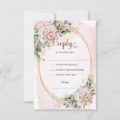 Garden Pastel Pink Eucalyptus Wedding RSVP (Voorkant)