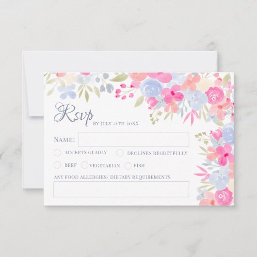 Garden pastel wilde bloemen bruiloft rsvp kaart (Voorkant)