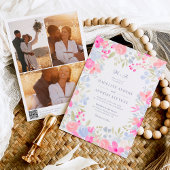 Garden pastel wilde bloemen foto's Qr code bruilof Kaart