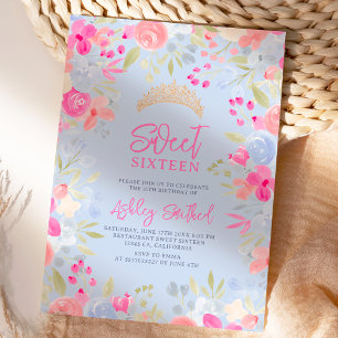 Garden pastel wilde bloemen Sweet 16 verjaardag Kaart