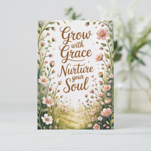 Garden Path Scene Groeien met Grace Quote Kaart (Staand voorkant)