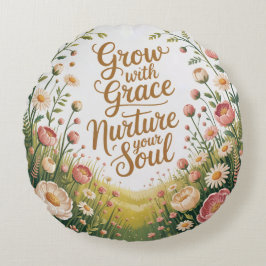 Garden Path Scene Groeien met Grace Quote Rond Kussen