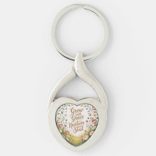 Garden Path Scene Groeien met Grace Quote Sleutelhanger (Voorkant)