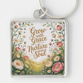 Garden Path Scene Groeien met Grace Quote Sleutelhanger
