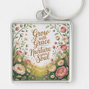 Garden Path Scene Groeien met Grace Quote Sleutelhanger