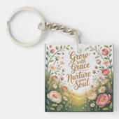 Garden Path Scene Groeien met Grace Quote Sleutelhanger (Voorkant)