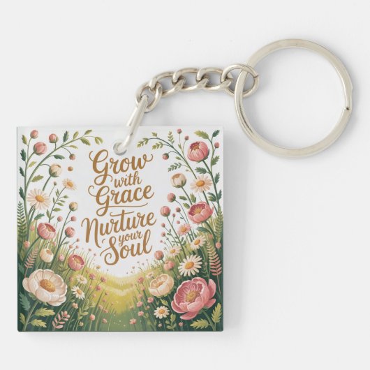 Garden Path Scene Groeien met Grace Quote Sleutelhanger (Achterkant)