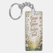 Garden Path Scene Groeien met Grace Quote Sleutelhanger (Voorkant Links)