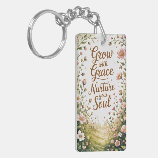 Garden Path Scene Groeien met Grace Quote Sleutelhanger (Voorkant Links)