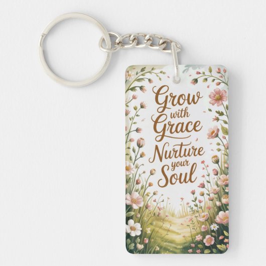 Garden Path Scene Groeien met Grace Quote Sleutelhanger (Voorkant)