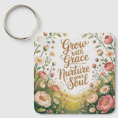 Garden Path Scene Groeien met Grace Quote Sleutelhanger (Voorkant)