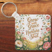 Garden Path Scene Groeien met Grace Quote Sleutelhanger (Voorkant)