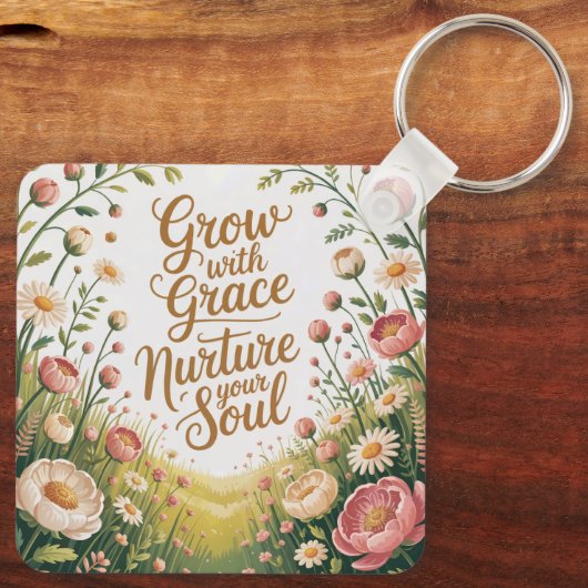 Garden Path Scene Groeien met Grace Quote Sleutelhanger (Achterkant)