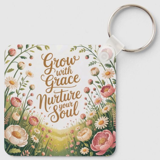 Garden Path Scene Groeien met Grace Quote Sleutelhanger (Achterkant)