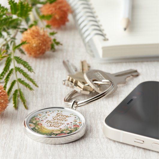 Garden Path Scene Groeien met Grace Quote Sleutelhanger (Zijkant)