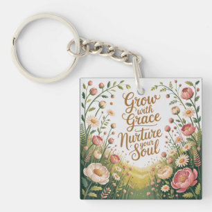 Garden Path Scene Groeien met Grace Quote Sleutelhanger