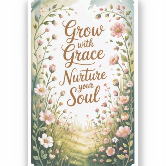 Garden Path Scene Groeien met Grace Quote Sticker (Voorkant)