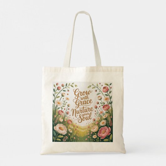 Garden Path Scene Groeien met Grace Quote Tote Bag (Achterkant)