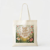 Garden Path Scene Groeien met Grace Quote Tote Bag (Voorkant)