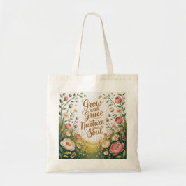 Garden Path Scene Groeien met Grace Quote Tote Bag