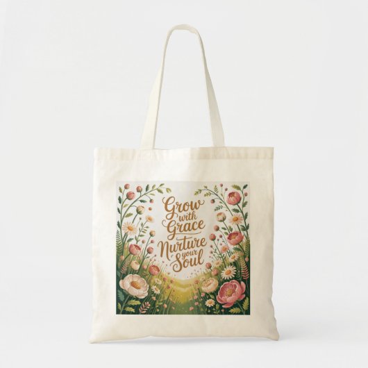 Garden Path Scene Groeien met Grace Quote Tote Bag (Voorkant)