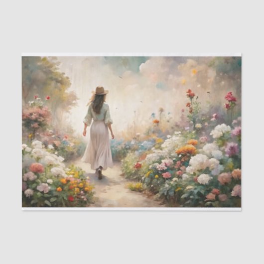 Garden Path Wanderer - Romantische Bloemen Decoupa Tissuepapier (Voorkant)