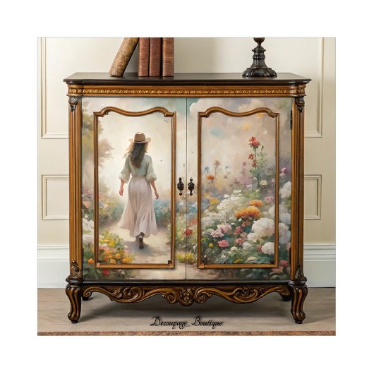 Garden Path Wanderer - Romantische Bloemen Decoupa Tissuepapier